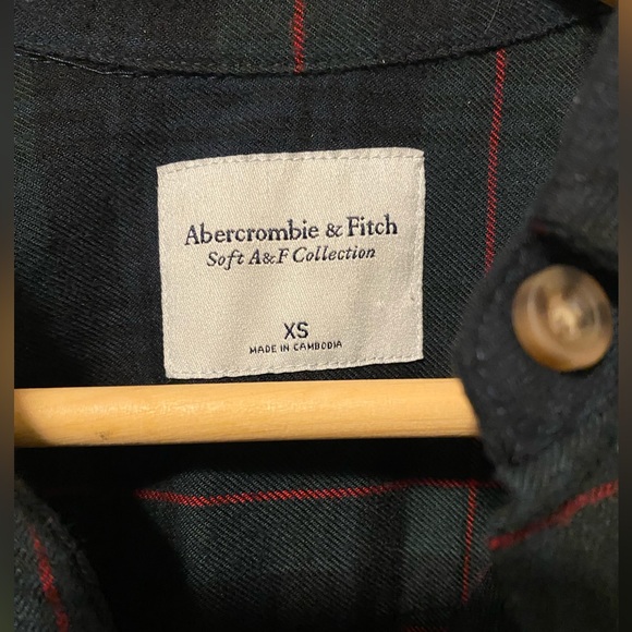 Abercrombie & Fitch Green Flannel Shirt - A&F soft size XS - Picture 3 of 5